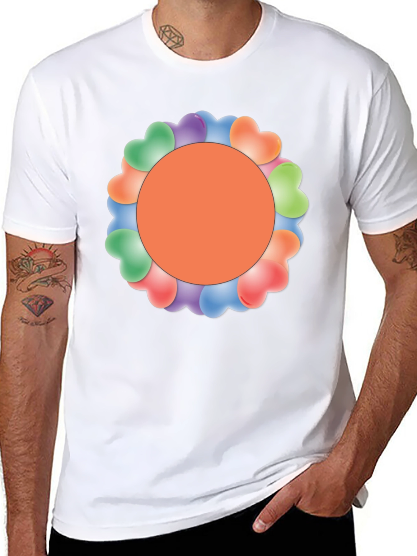 Heart Balloon Circle Graphic Tee - Trendy Style