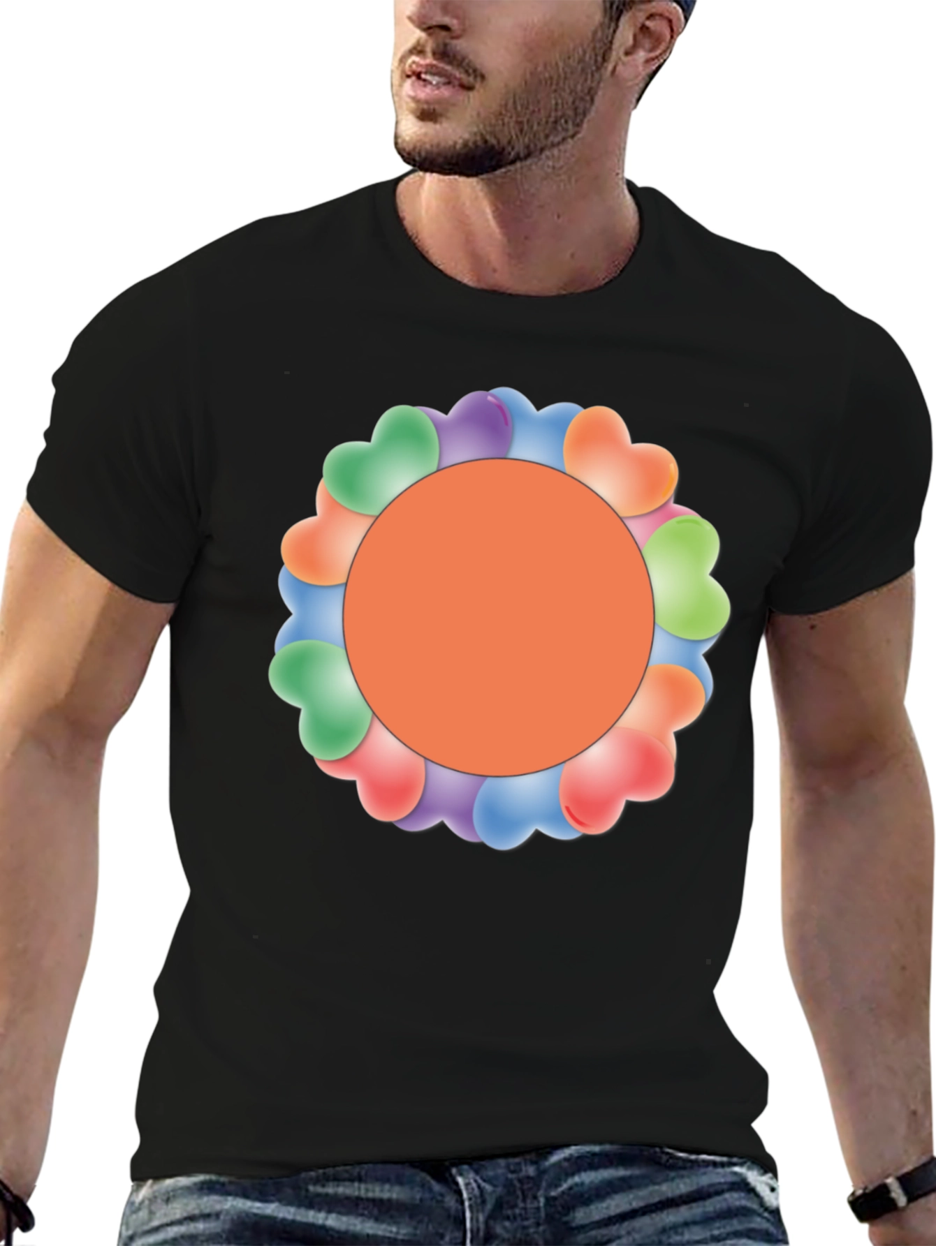 Heart Balloon Circle Graphic Tee - Trendy Style