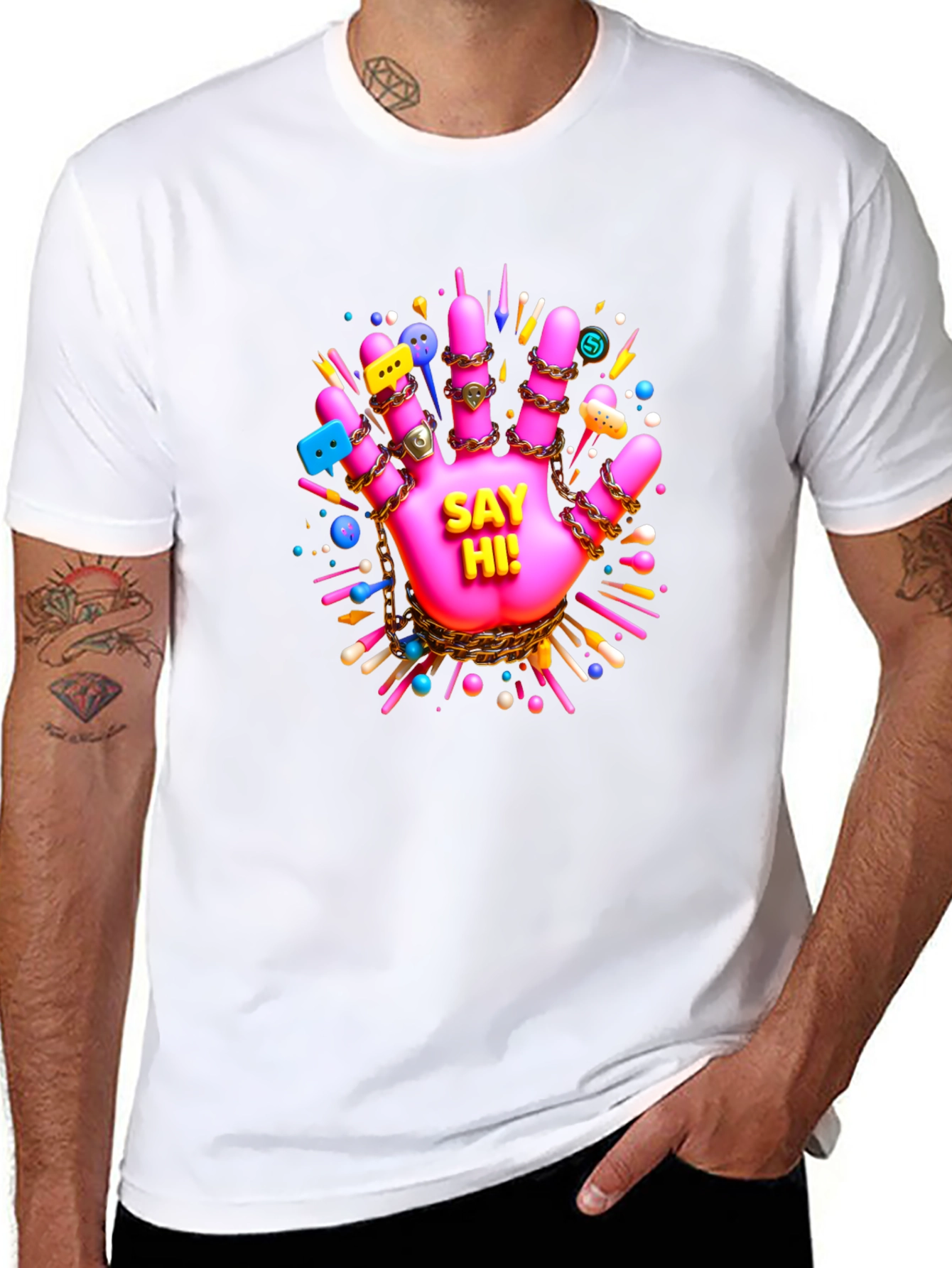 Say Hi! Funky Hand Graphic Tee