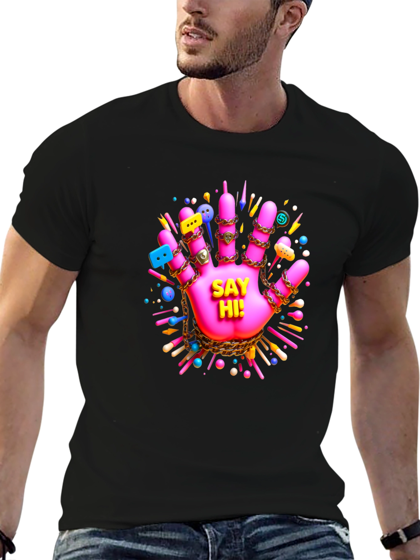 Say Hi! Funky Hand Graphic Tee