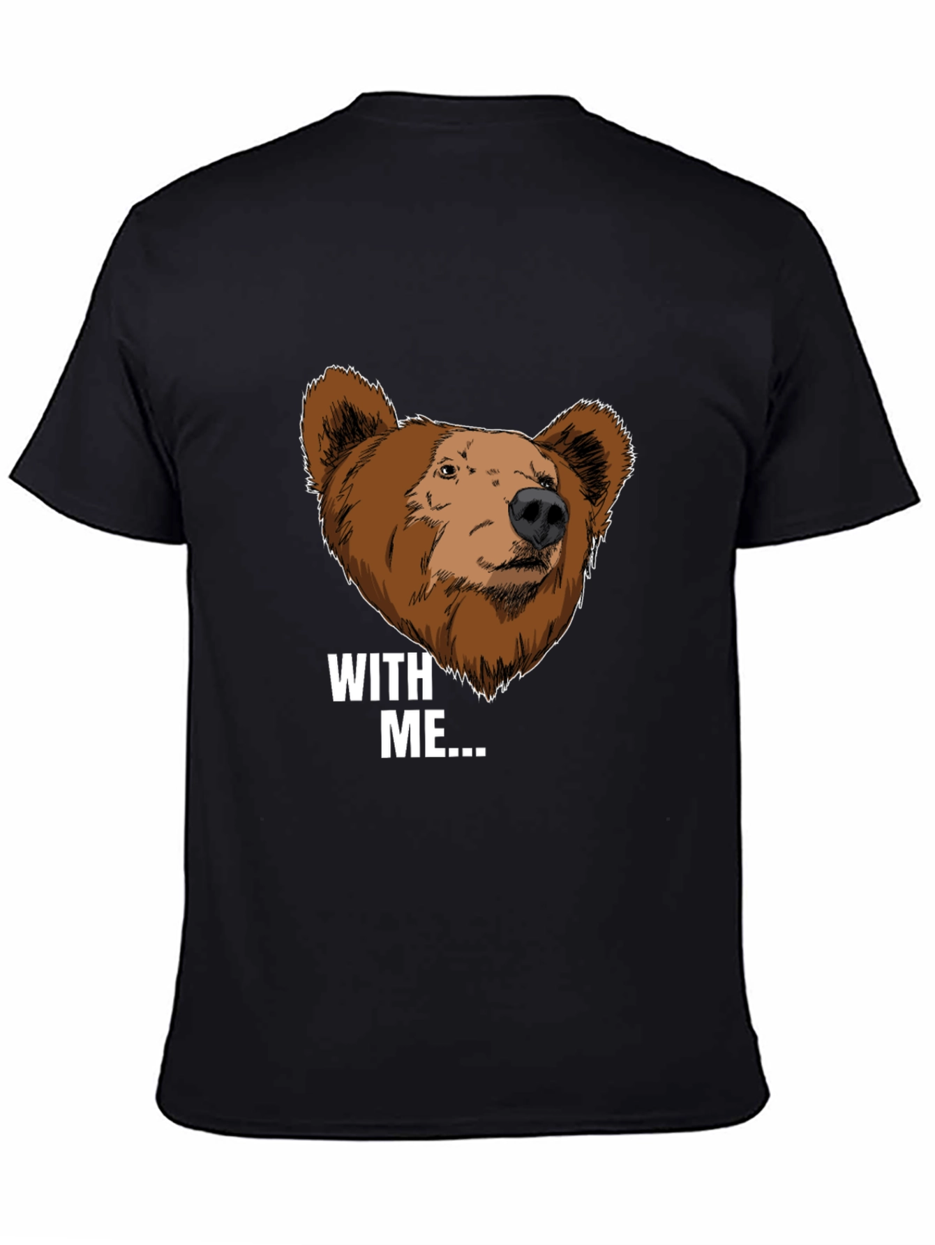Bear With Me Graphic Tee - Black Cotton T-Shirt