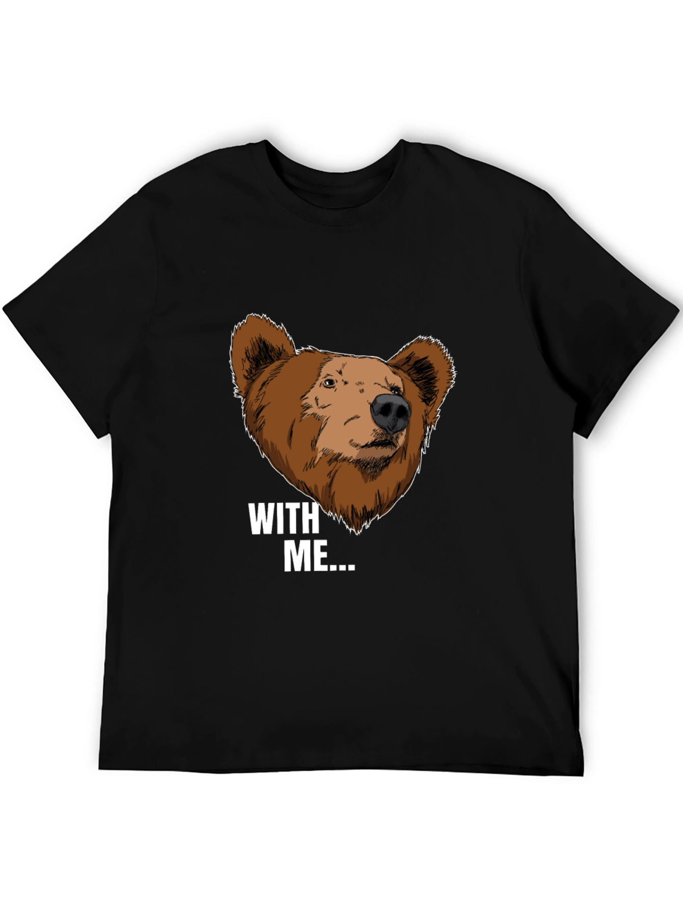Bear With Me Graphic Tee - Black Cotton T-Shirt