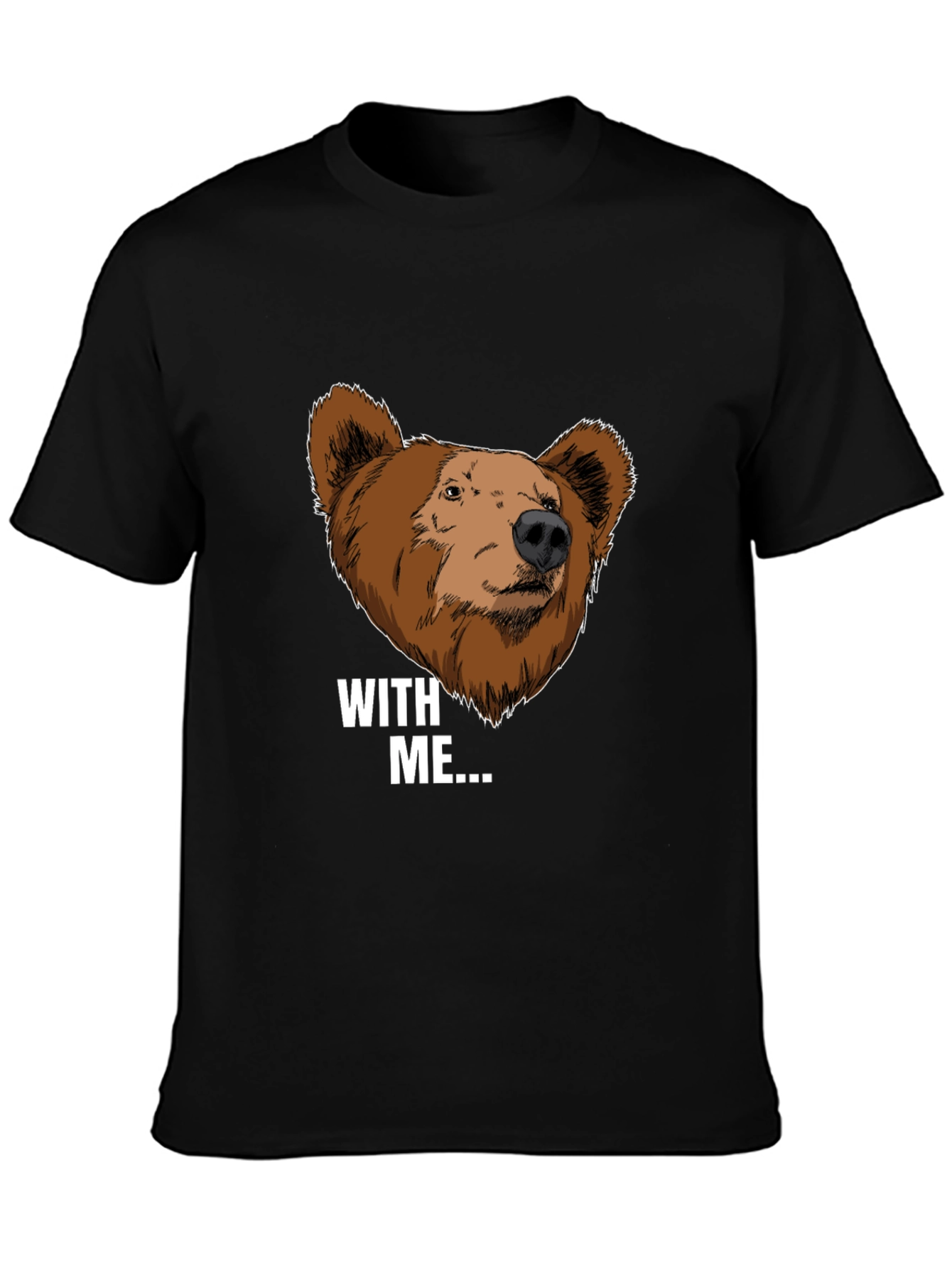 Bear With Me Graphic Tee - Black Cotton T-Shirt
