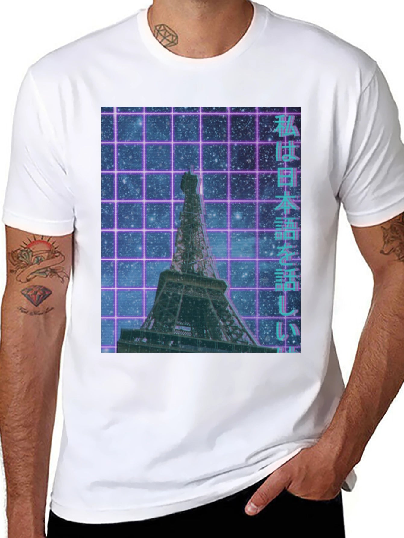 Vaporwave Eiffel Tower Graphic Tee