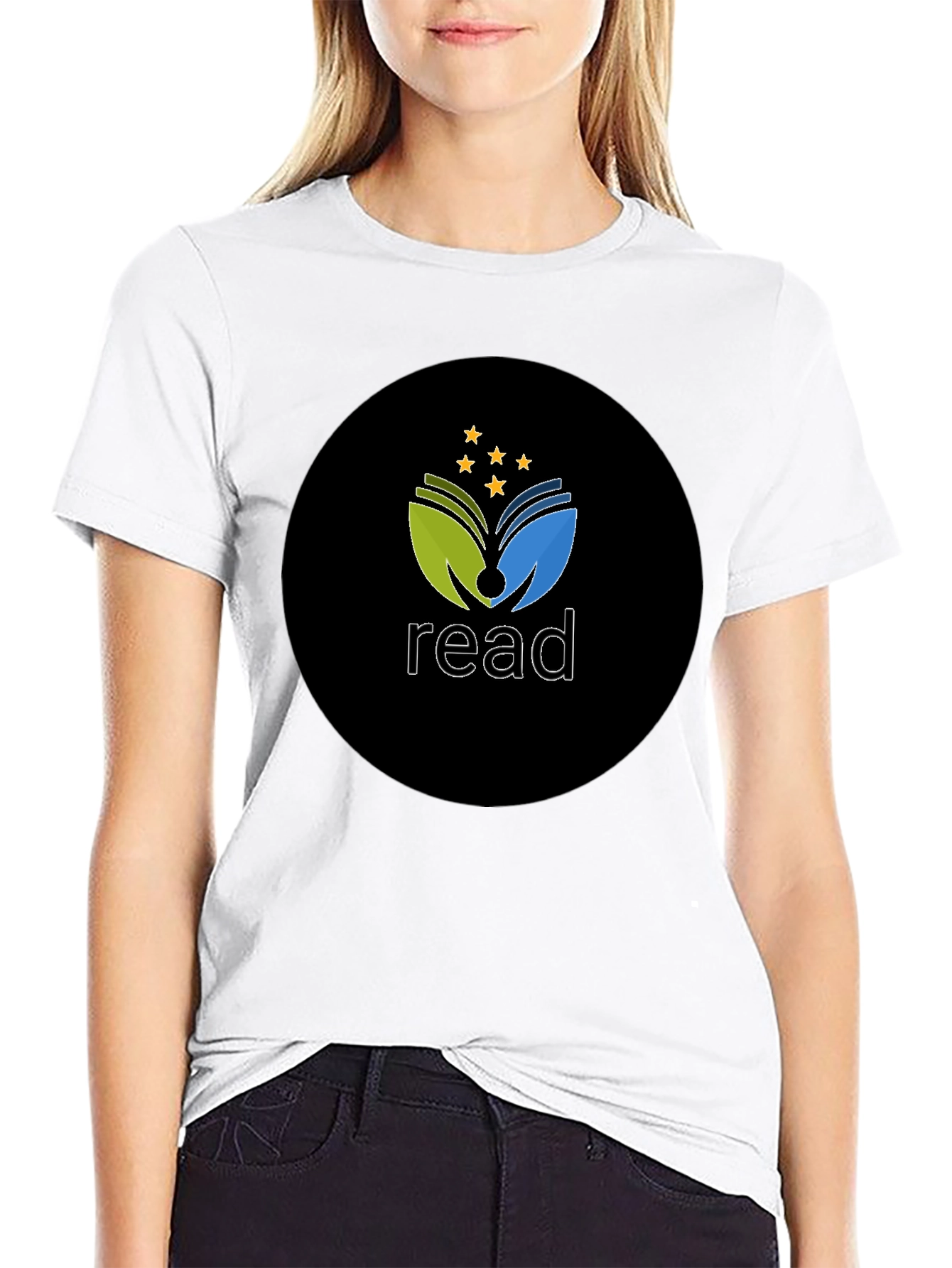 Read T-Shirt - Black Cotton Blend Graphic Tee