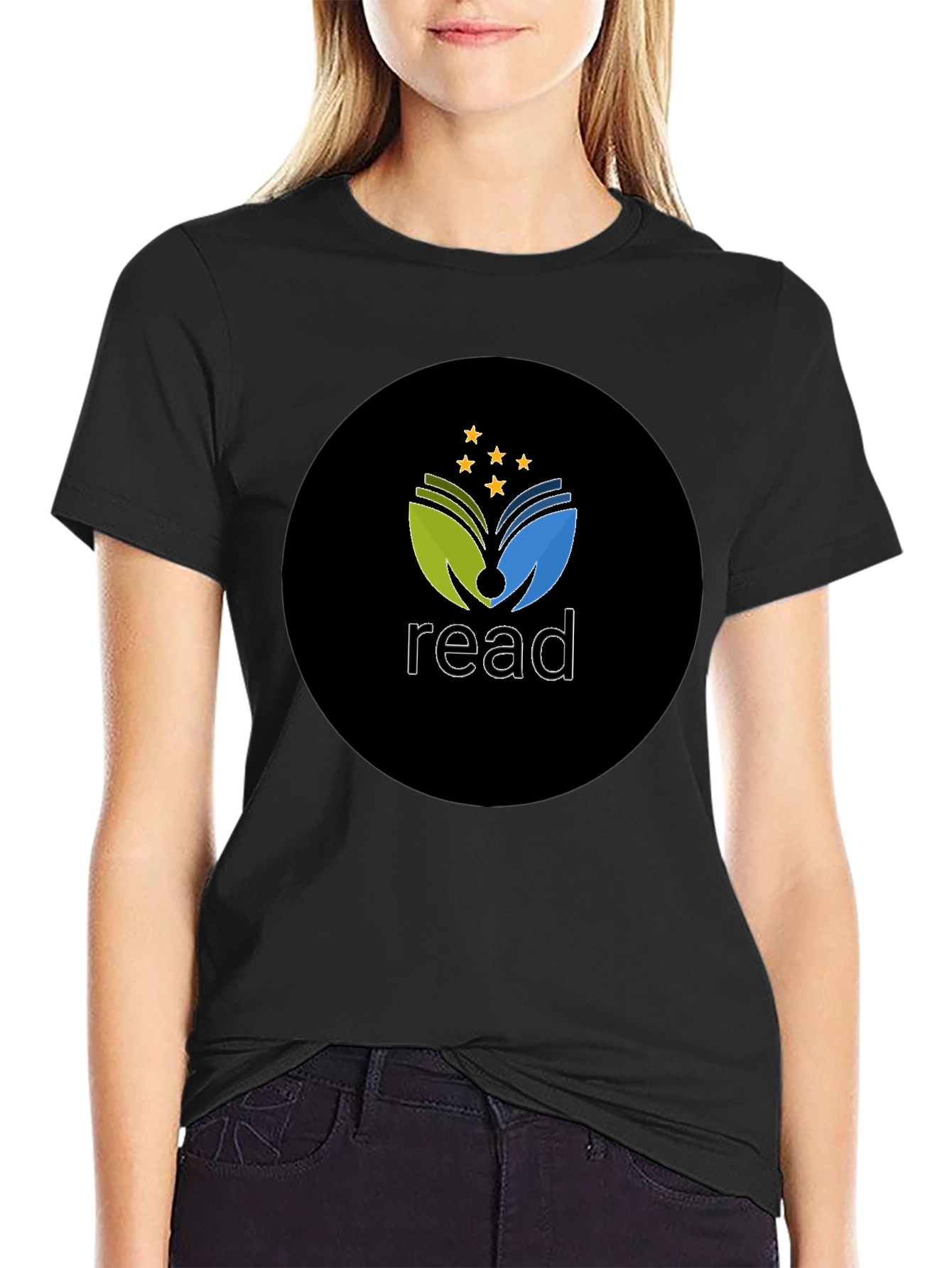 Read T-Shirt - Black Cotton Blend Graphic Tee