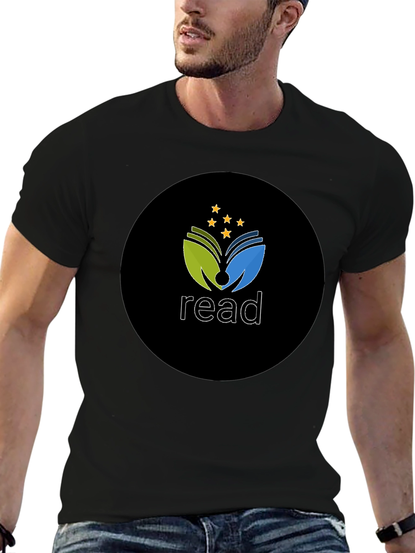 Read T-Shirt - Black Cotton Blend Graphic Tee