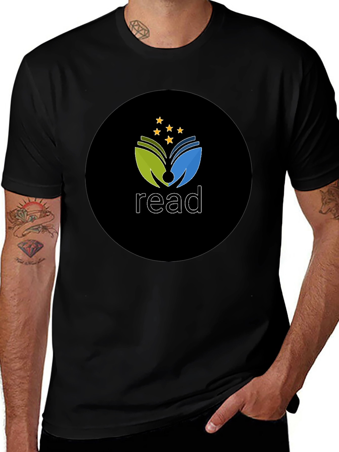 Read T-Shirt - Black Cotton Blend Graphic Tee