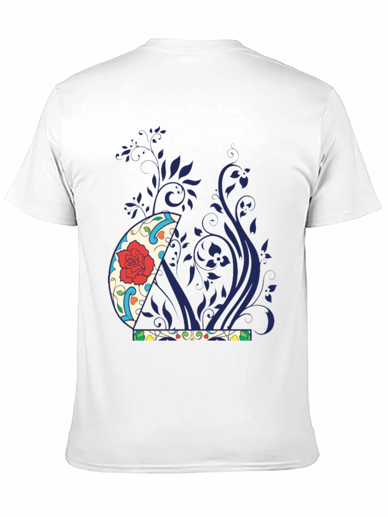Floral Crescent Moon Graphic Tee - Black