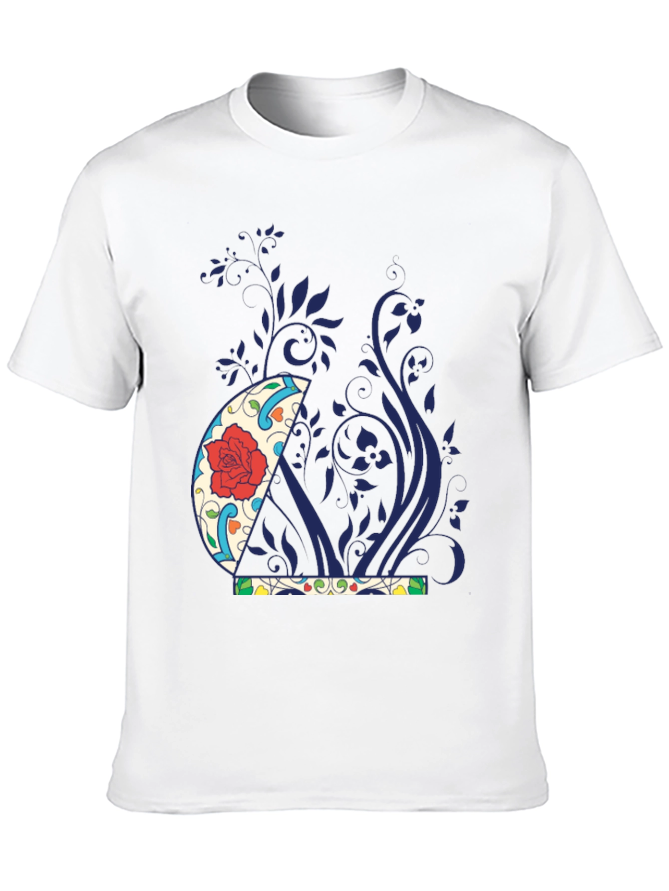 Floral Crescent Moon Graphic Tee - Black