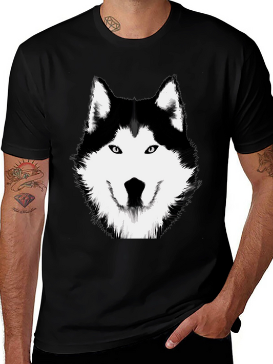 Husky Graphic Tee - Black Cotton Shirt