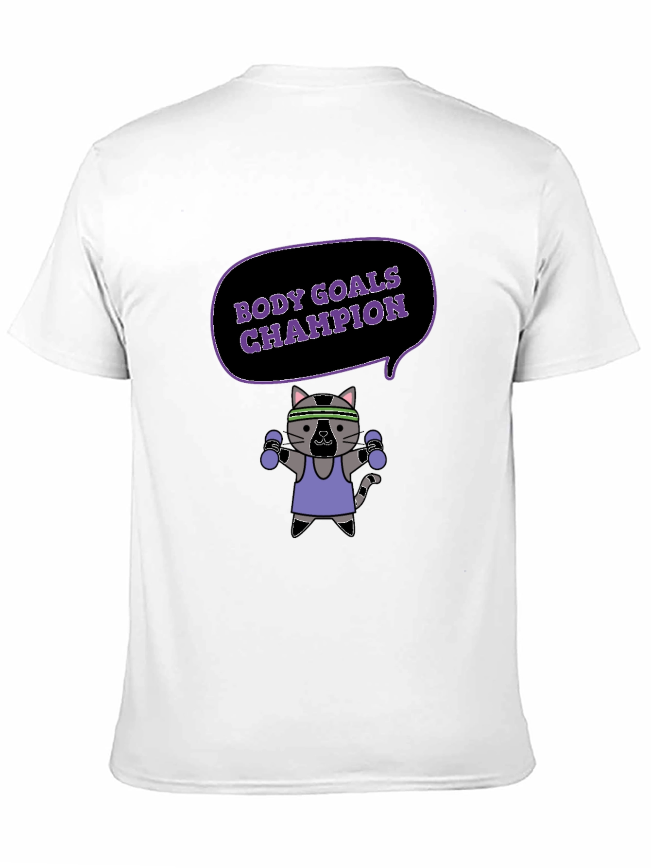 Body Goals Champion T-Shirt - Fitness Cat Design