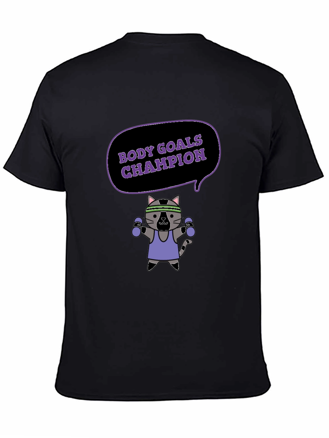 Body Goals Champion T-Shirt - Fitness Cat Design