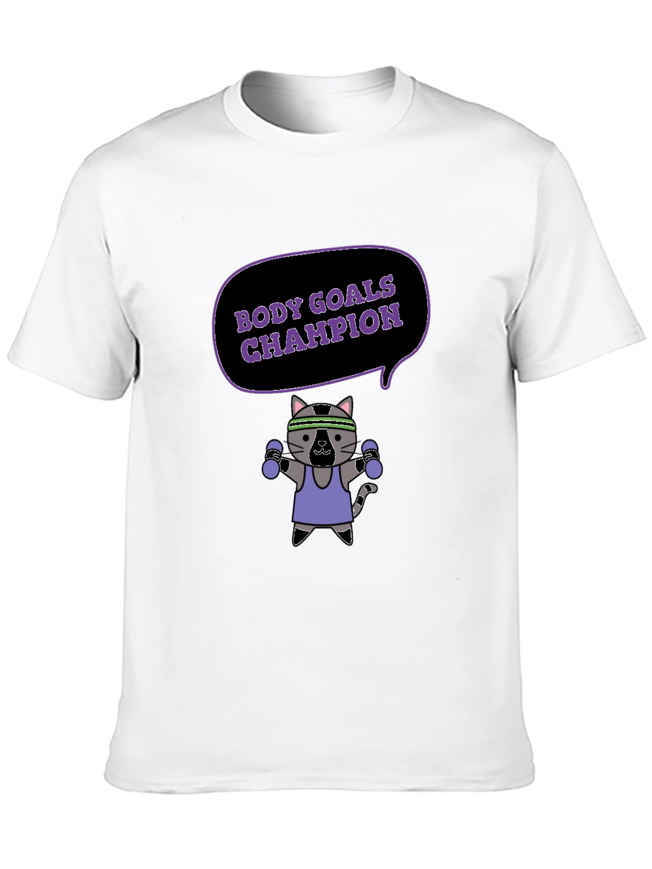 Body Goals Champion T-Shirt - Fitness Cat Design