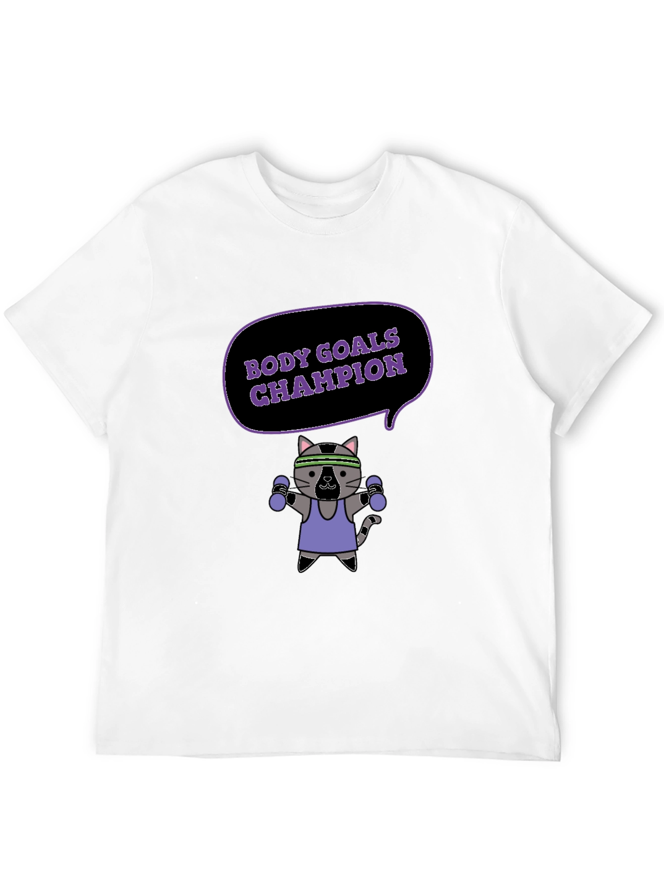 Body Goals Champion T-Shirt - Fitness Cat Design