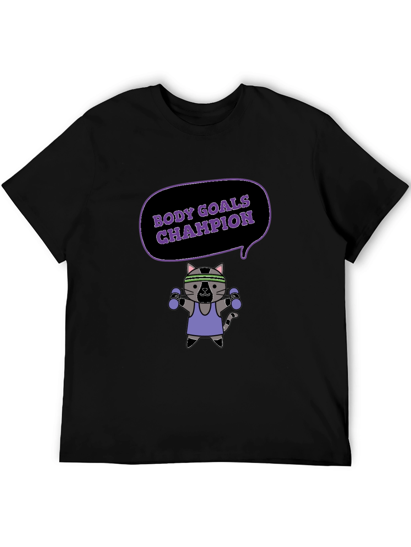 Body Goals Champion T-Shirt - Fitness Cat Design