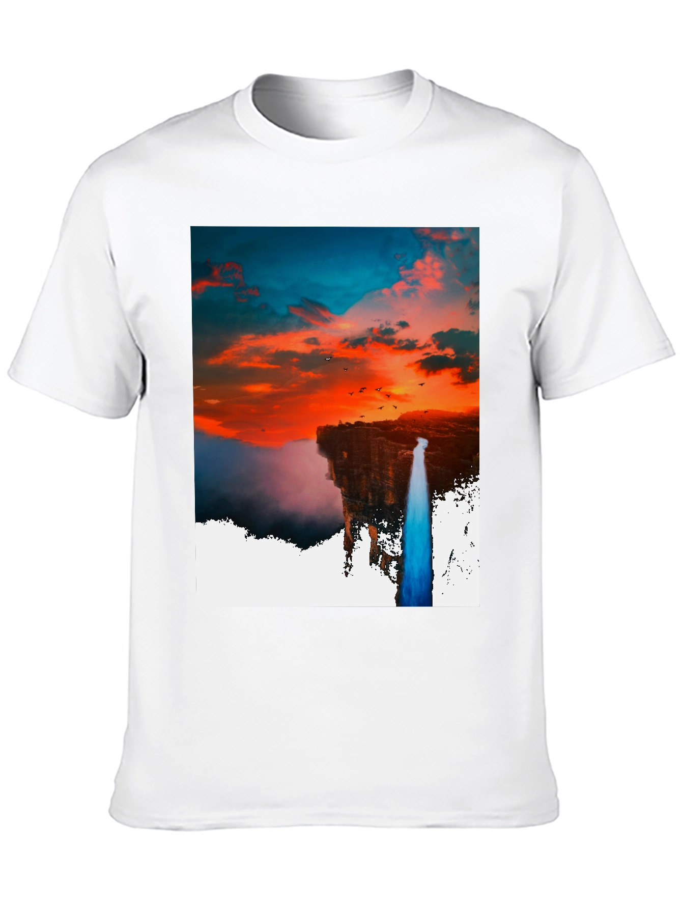 Sunset Waterfall Graphic Tee - Unique Design