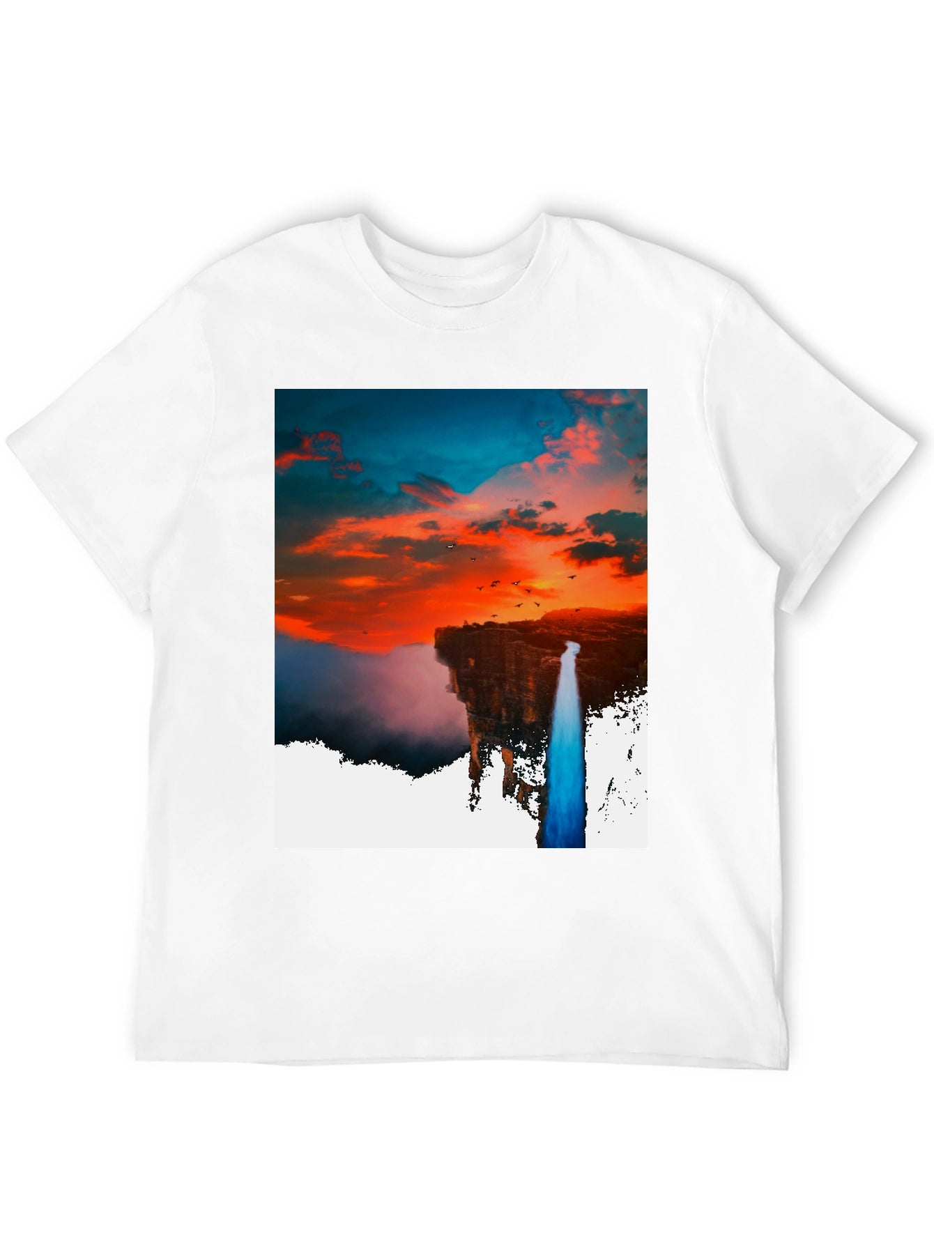 Sunset Waterfall Graphic Tee - Unique Design