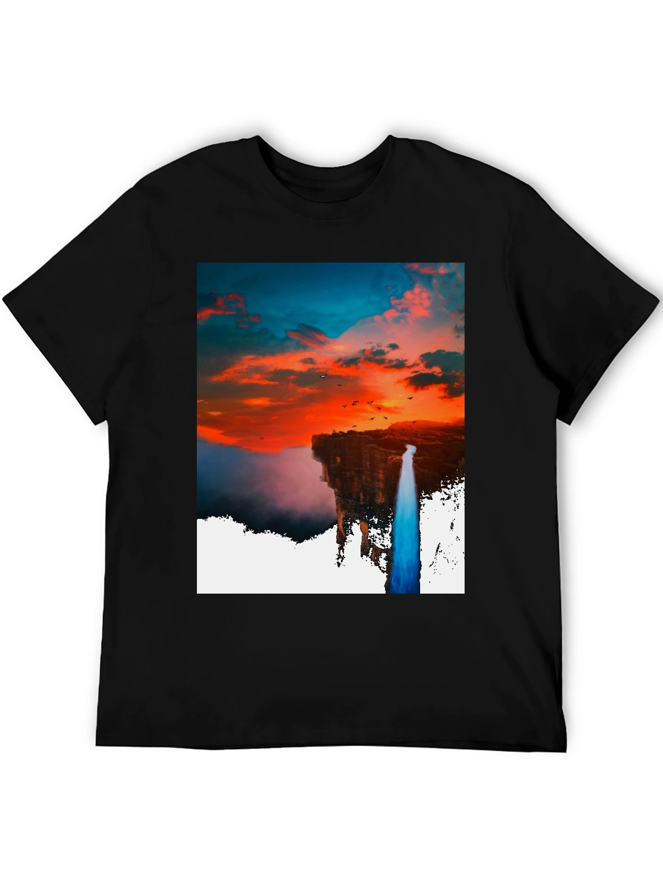Sunset Waterfall Graphic Tee - Unique Design