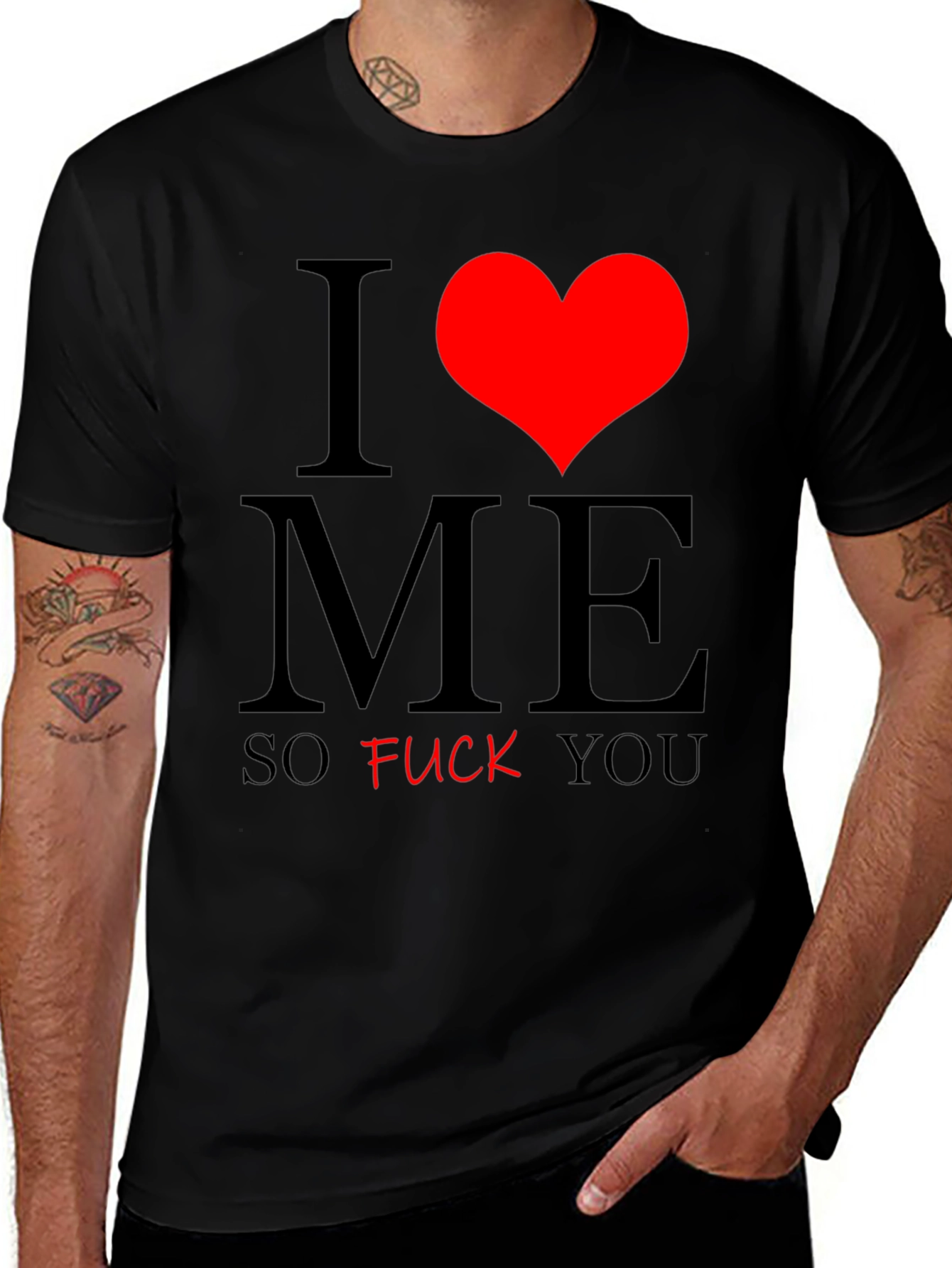 I Heart ME Funny Graphic T-Shirt - Black Tee