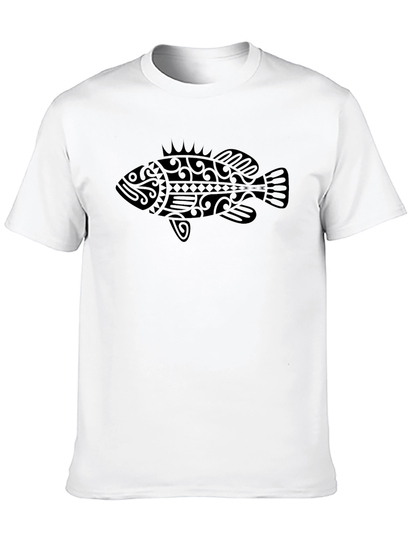 Tribal Fish Design Black T-Shirt