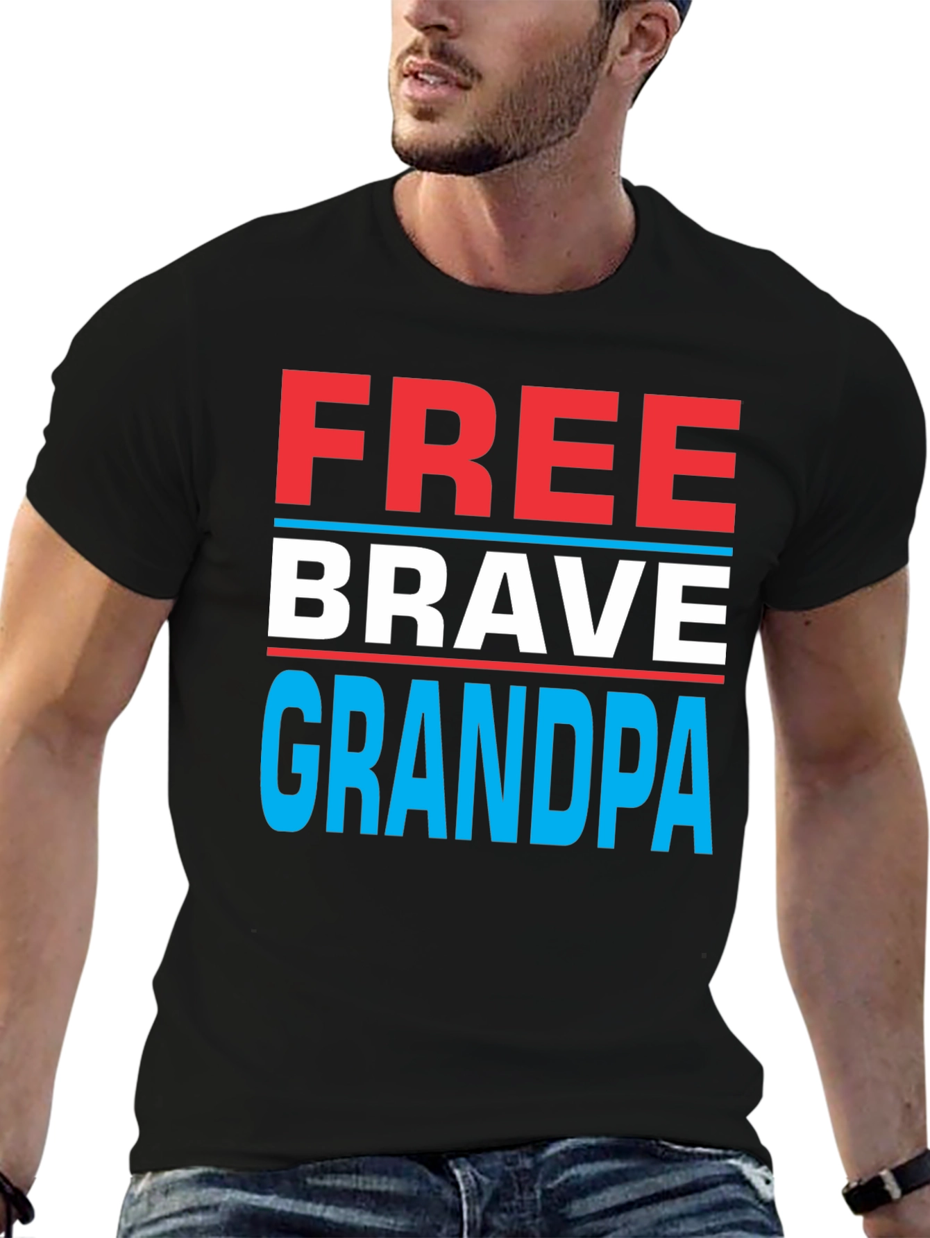 Free Brave Grandpa Graphic T-Shirt - Patriotic Design