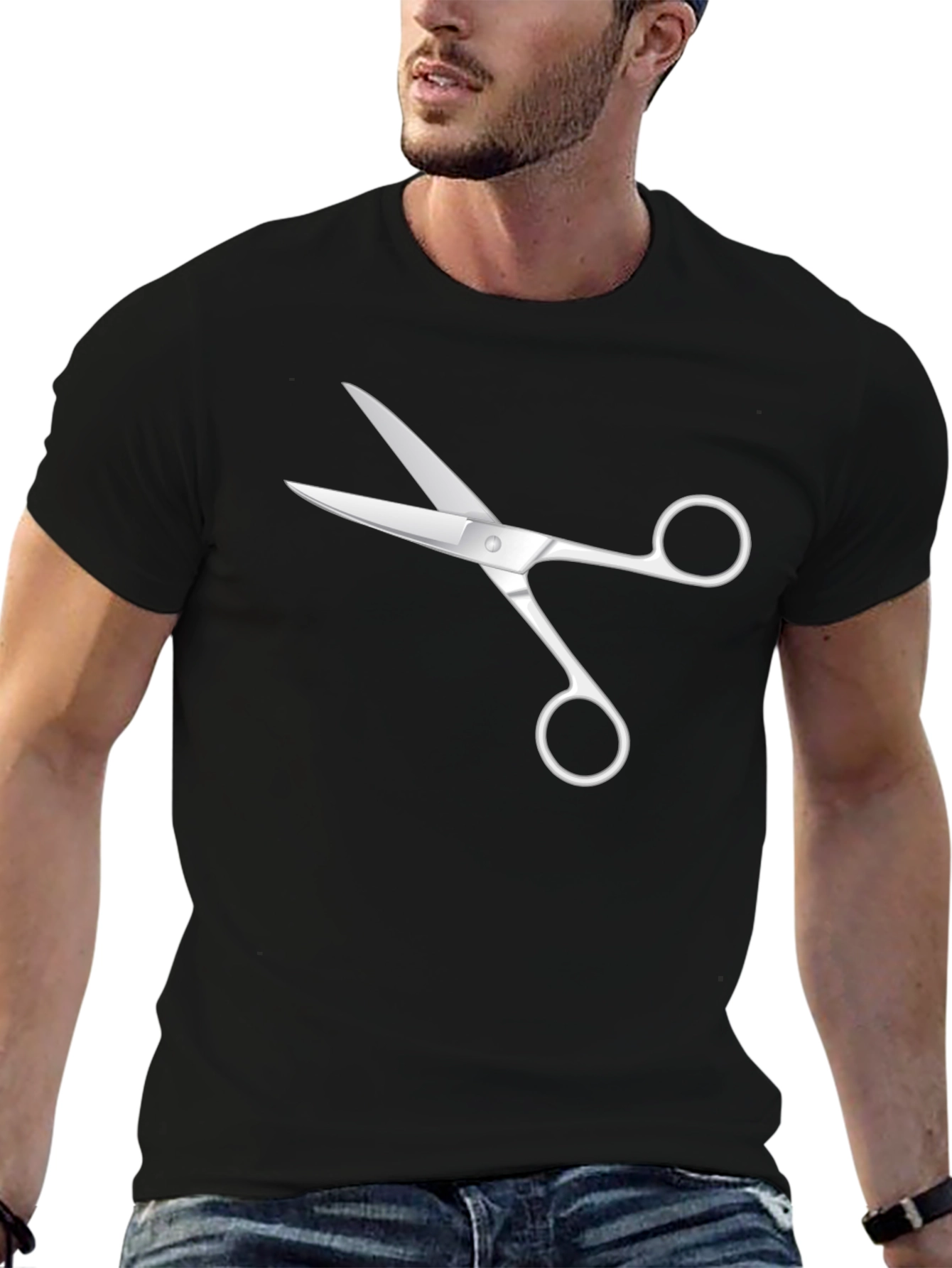 Scissors Graphic Tee - Black Cotton T-Shirt