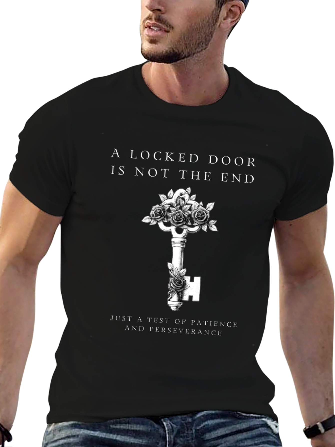 Locked Door Key Graphic Black Tee