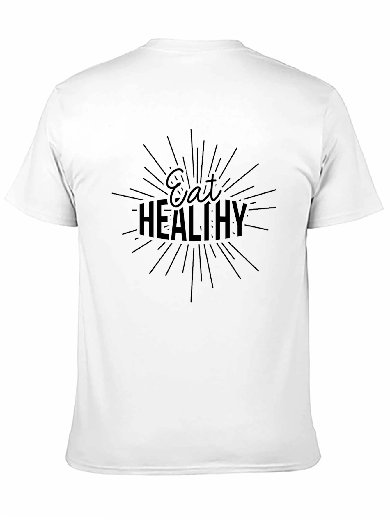 Eat Healthy Graphic Black T-Shirt