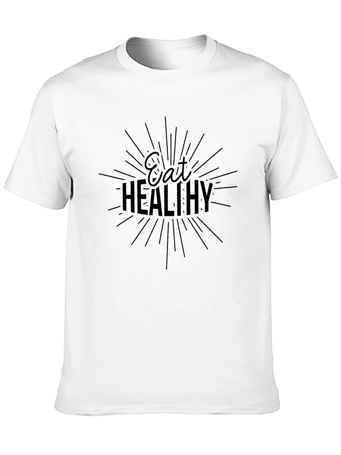 Eat Healthy Graphic Black T-Shirt