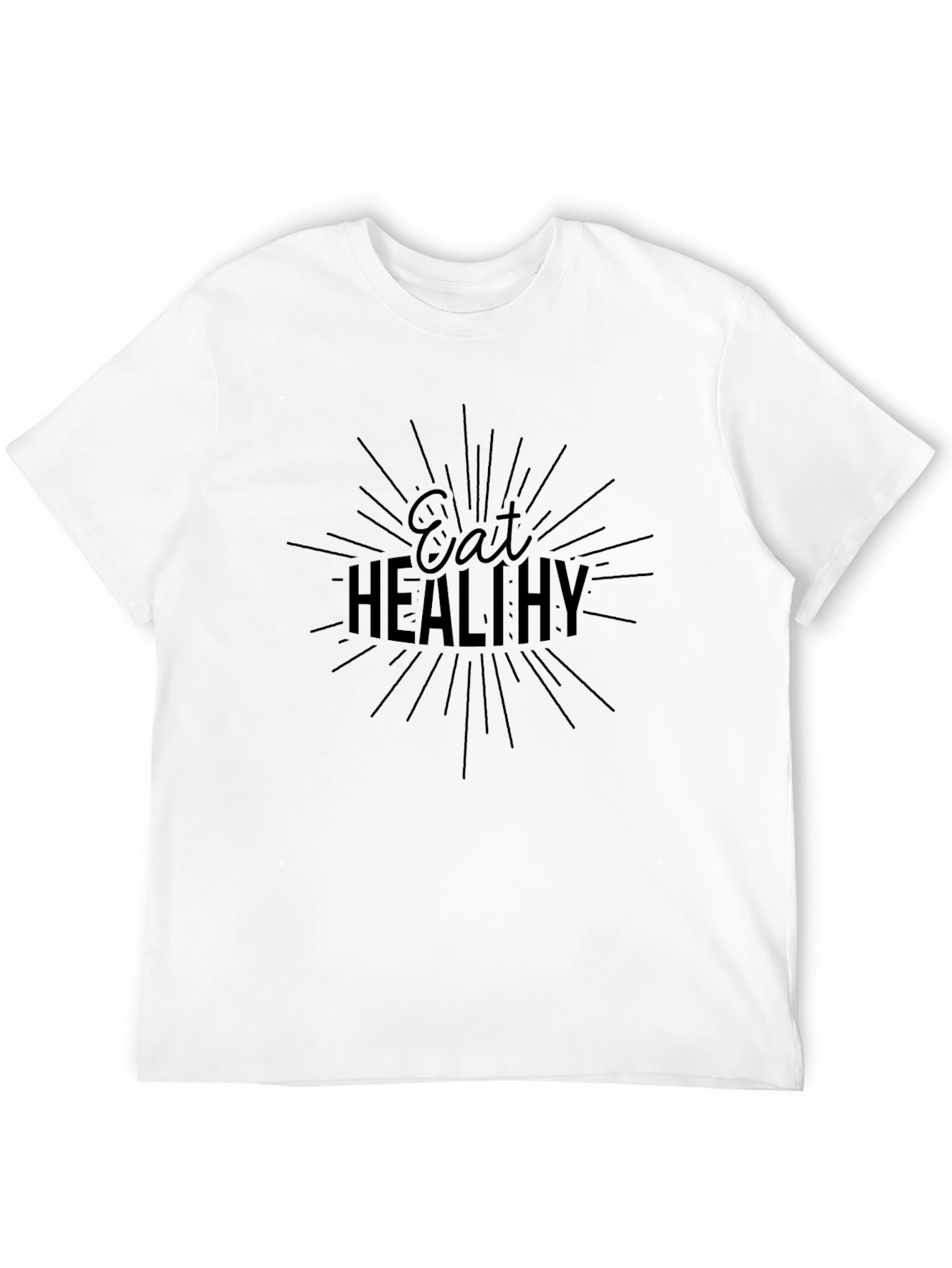 Eat Healthy Graphic Black T-Shirt