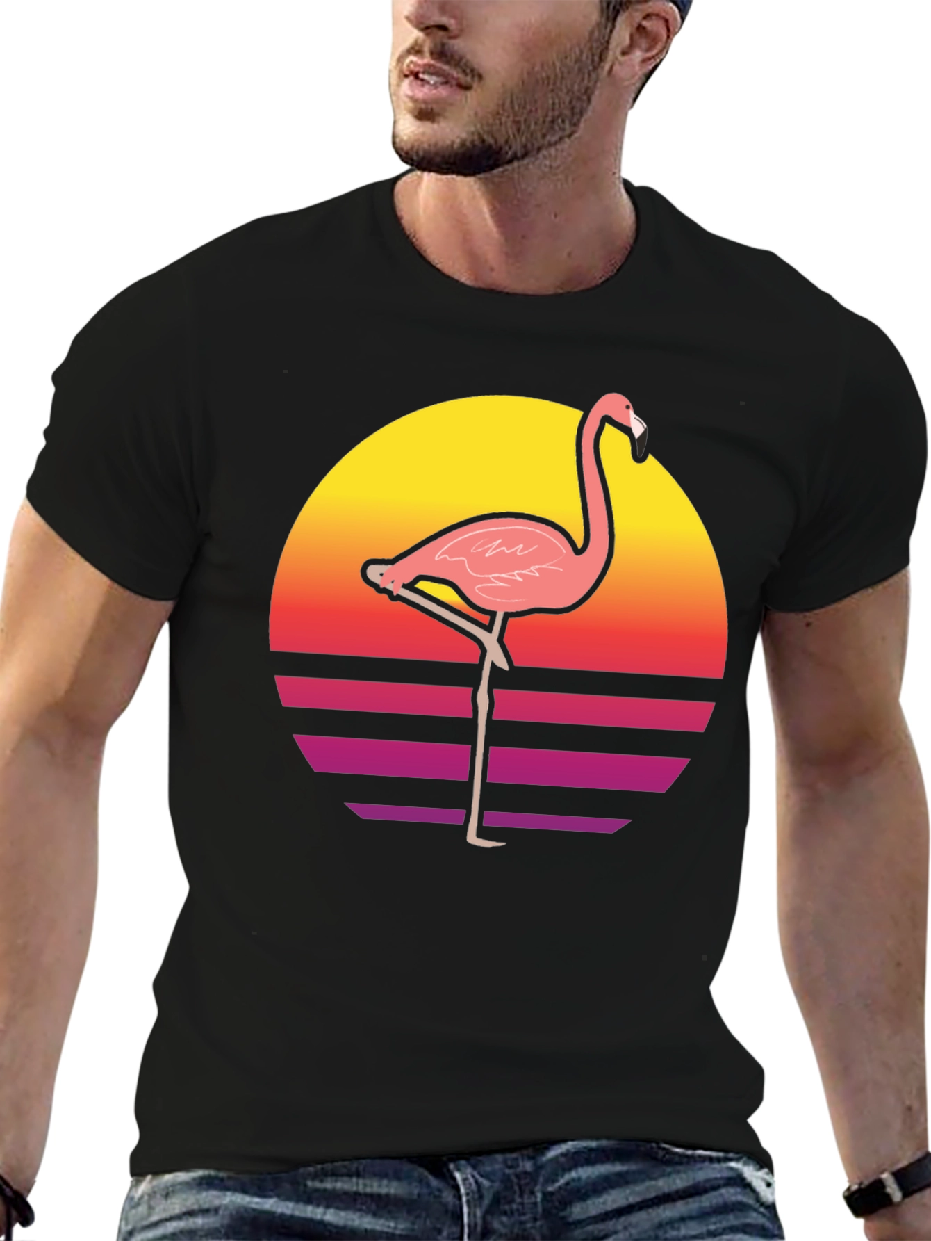 Retro Flamingo Graphic T-Shirt - Stylish and Unique