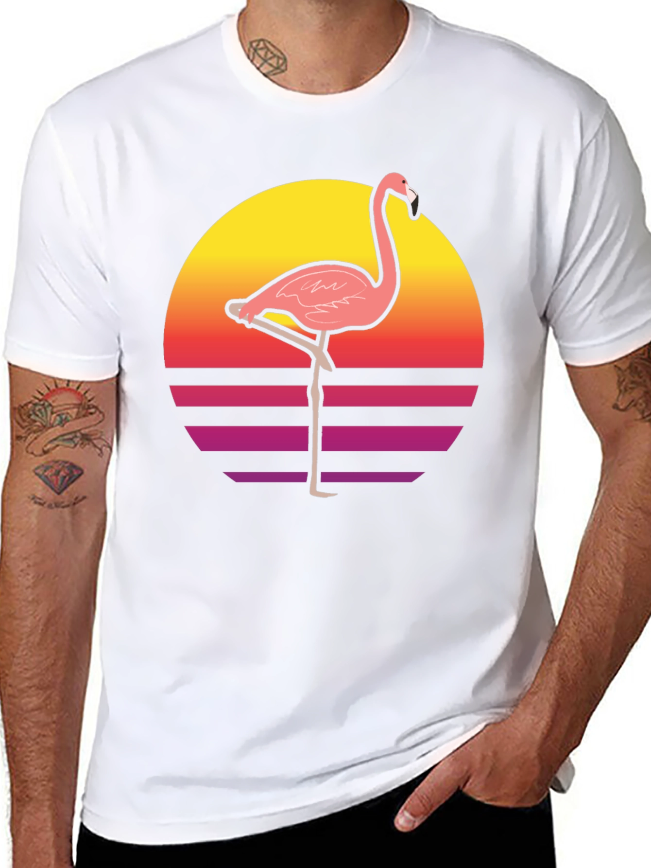 Retro Flamingo Graphic T-Shirt - Stylish and Unique