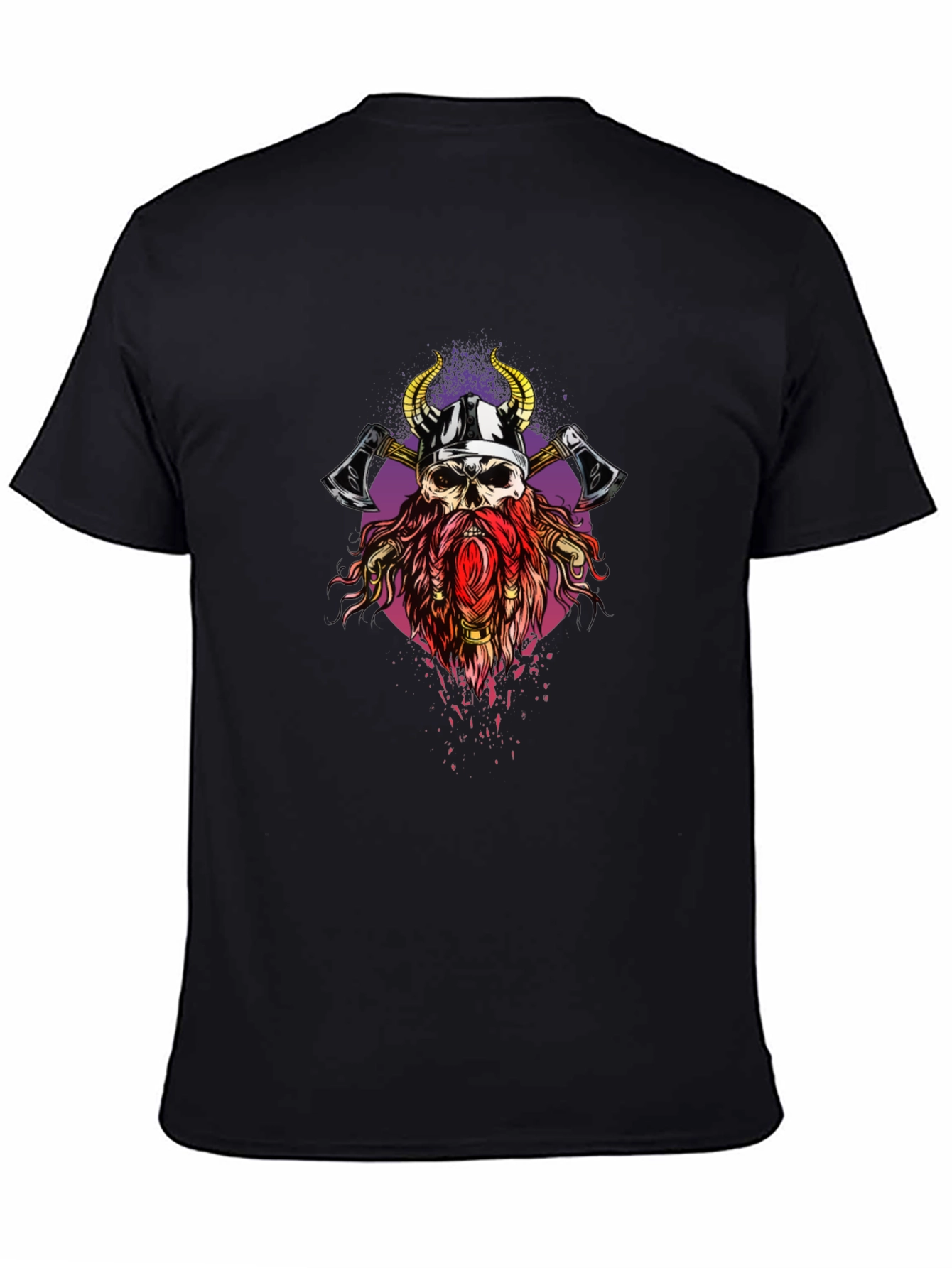 Viking Skull Graphic Tee - Black