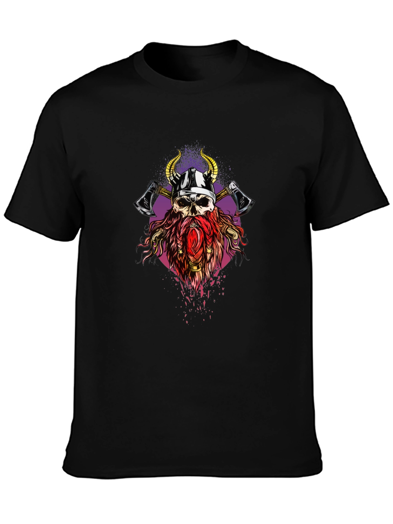Viking Skull Graphic Tee - Black