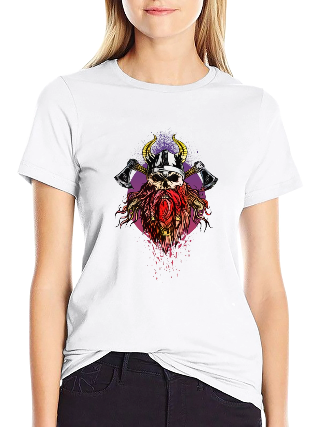 Viking Skull Graphic Tee - Black