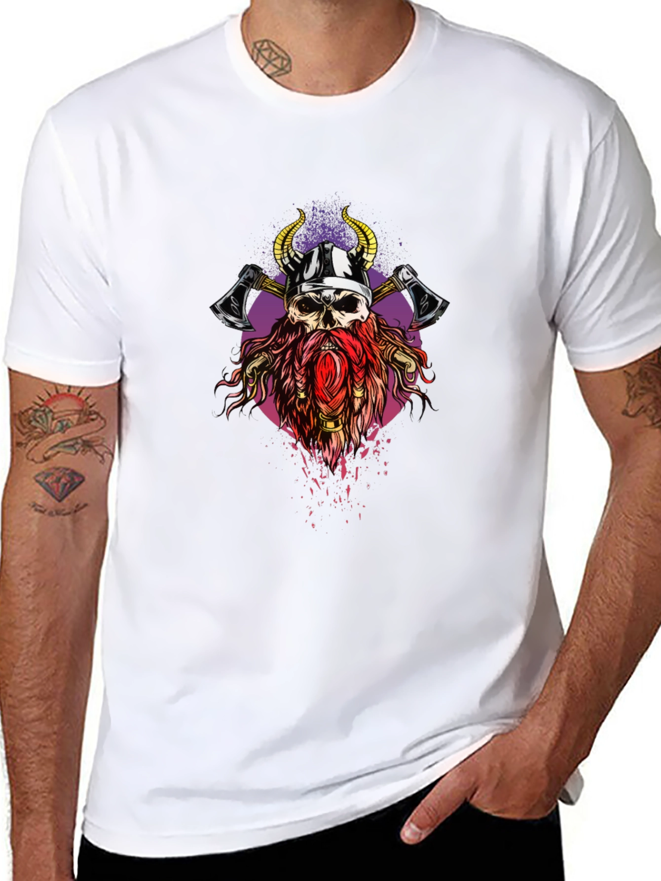 Viking Skull Graphic Tee - Black