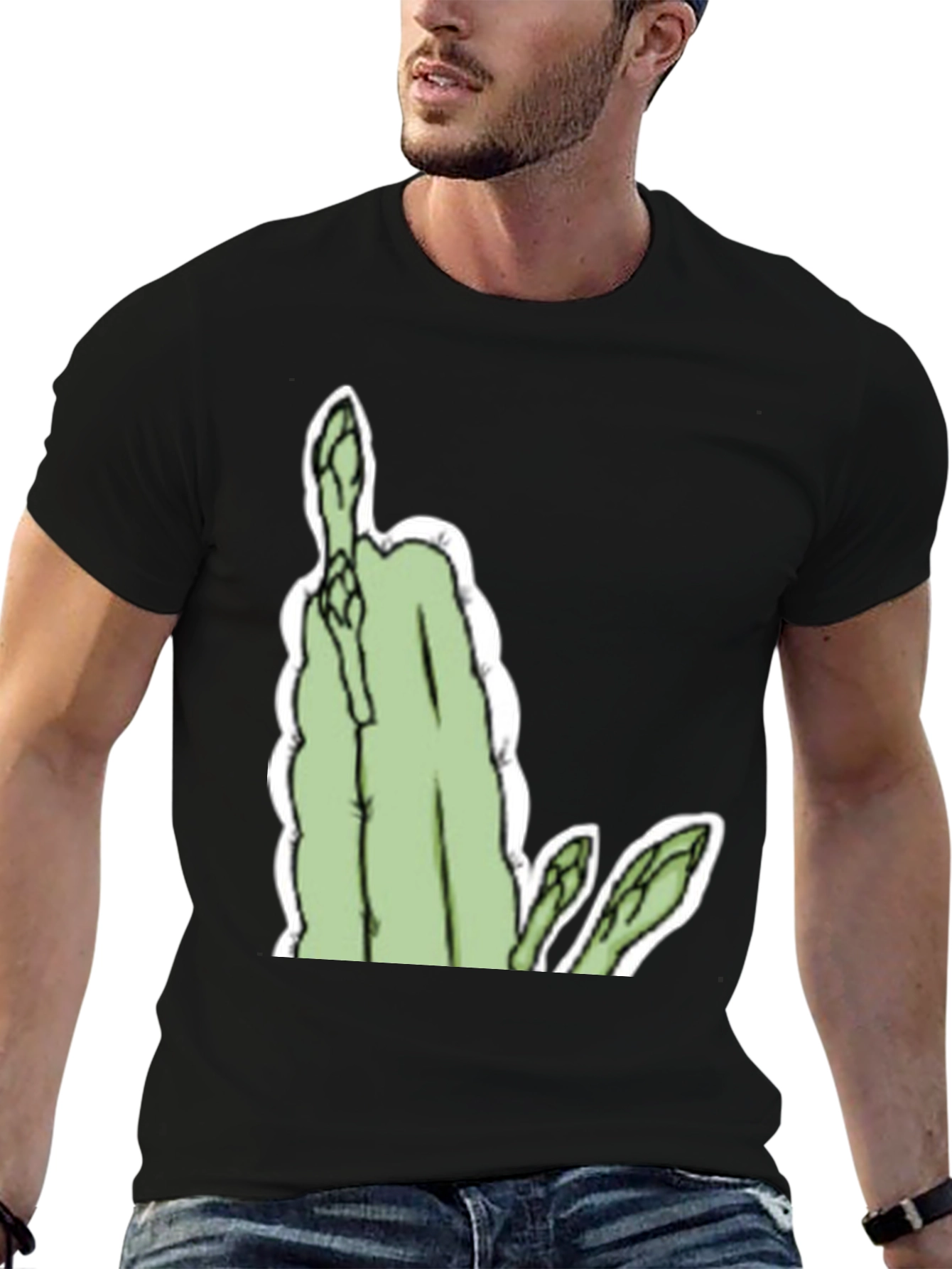 Asparagus Graphic Tee - Bold & Unique Black T-Shirt