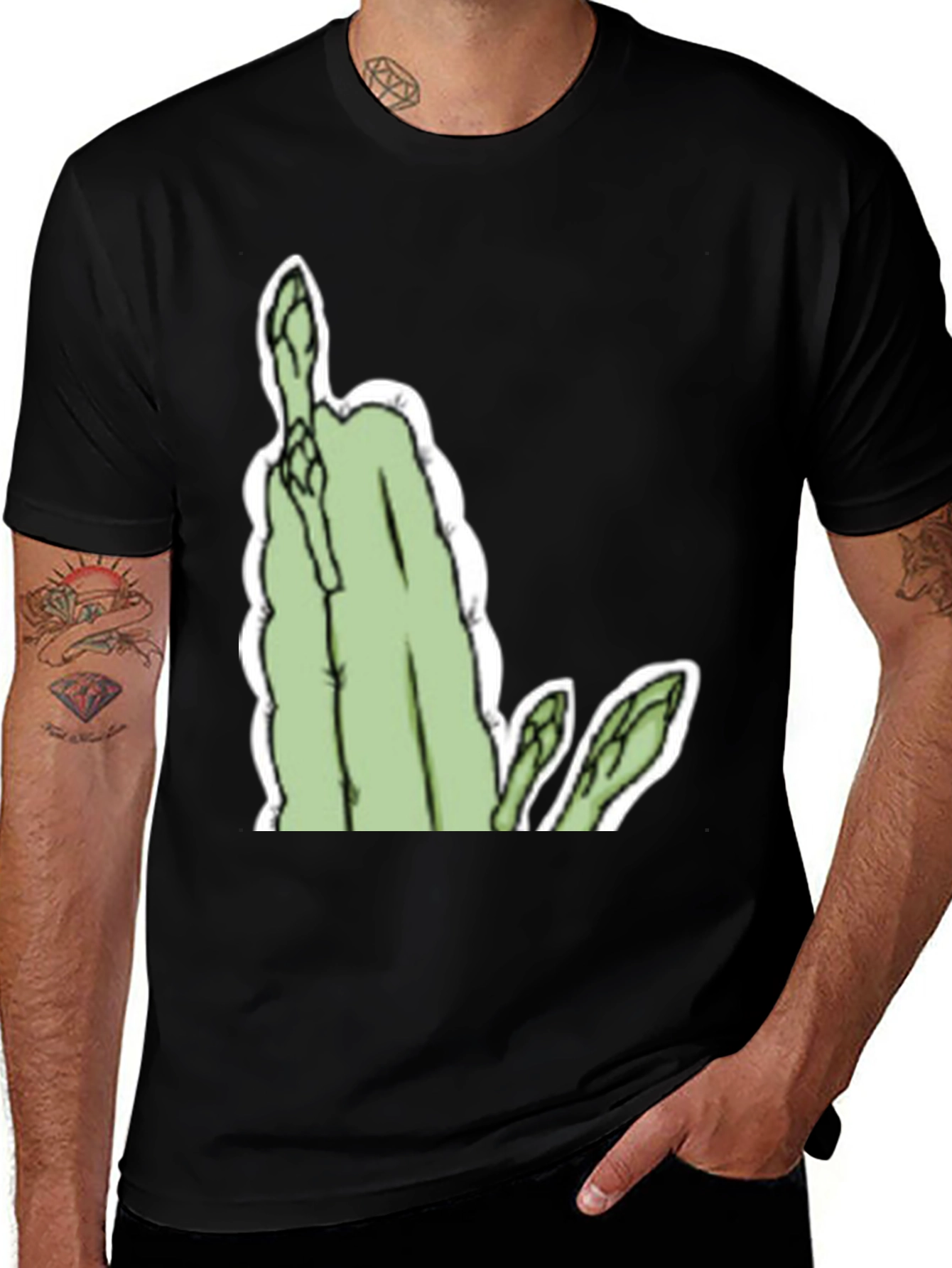 Asparagus Graphic Tee - Bold & Unique Black T-Shirt