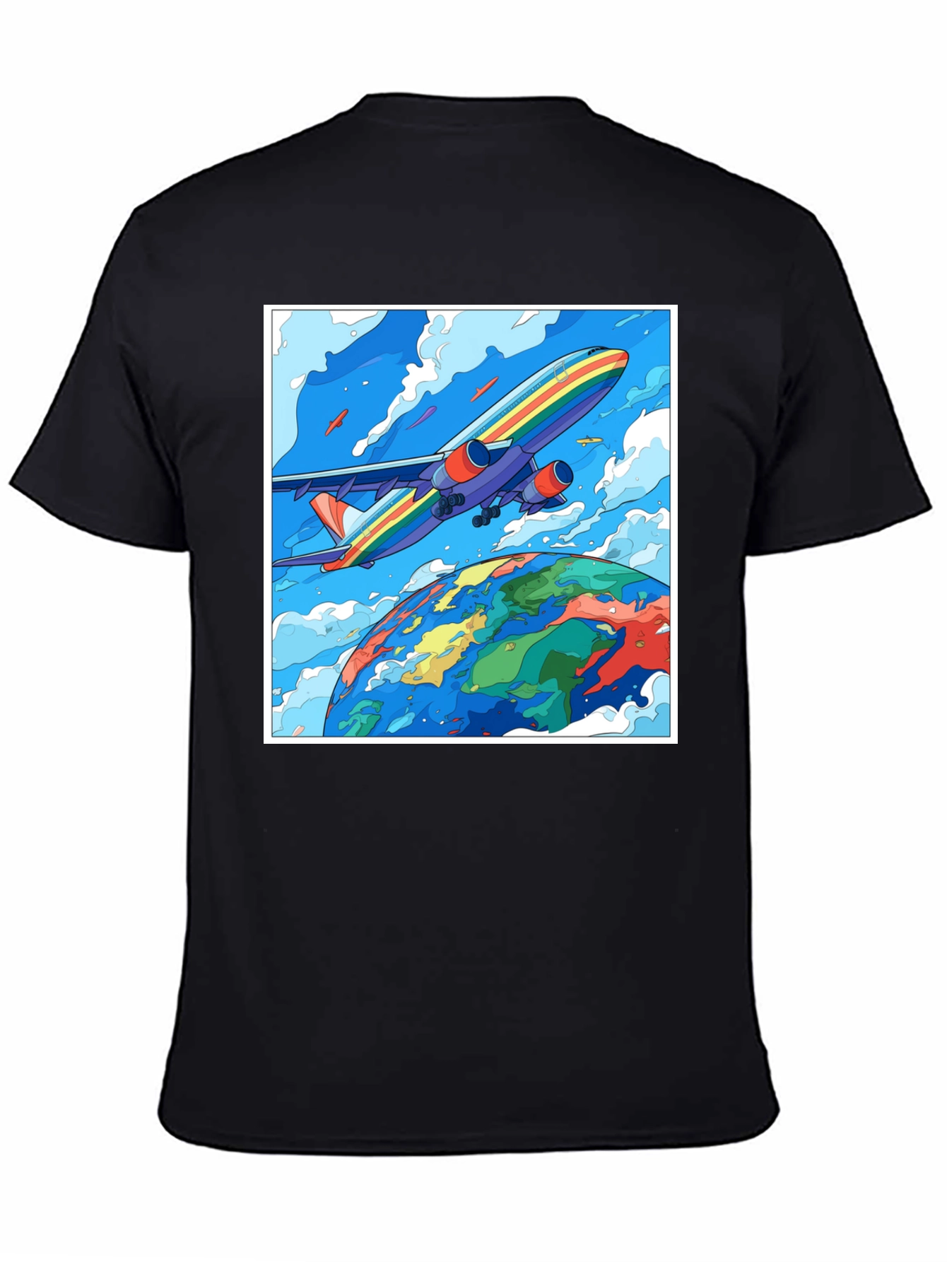 Rainbow Airplane Earth Graphic Tee