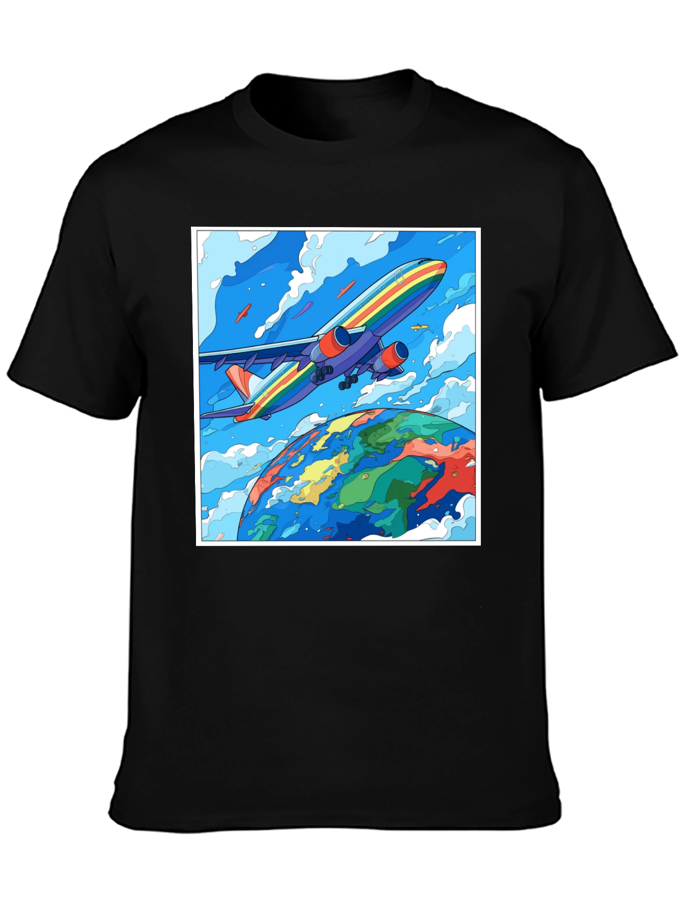 Rainbow Airplane Earth Graphic Tee