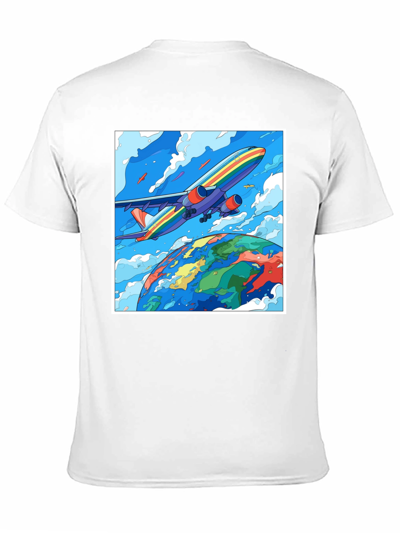 Rainbow Airplane Earth Graphic Tee