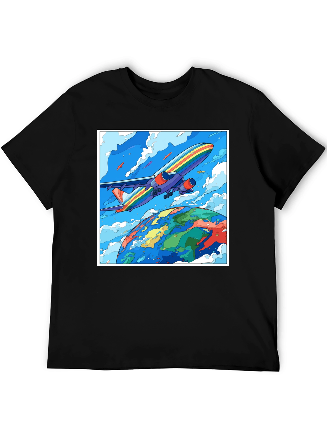 Rainbow Airplane Earth Graphic Tee