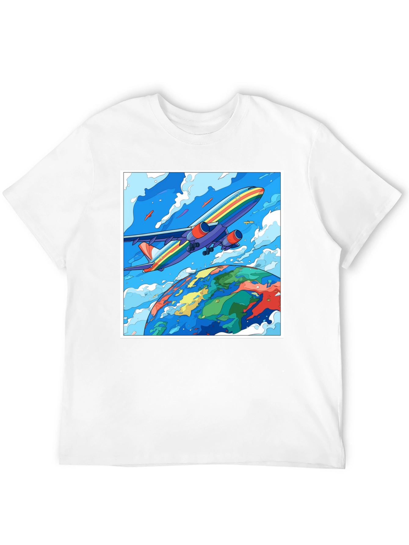 Rainbow Airplane Earth Graphic Tee