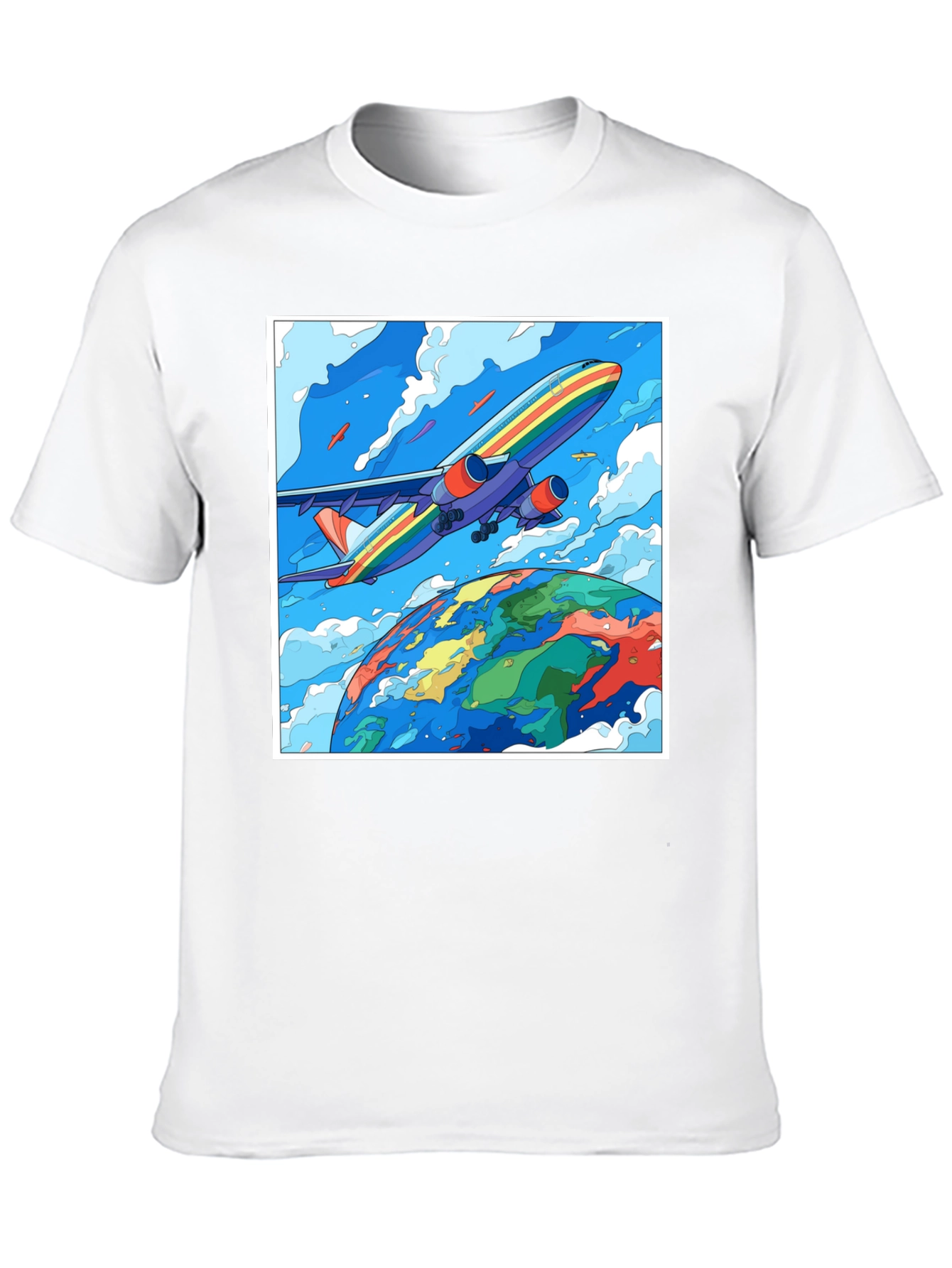 Rainbow Airplane Earth Graphic Tee