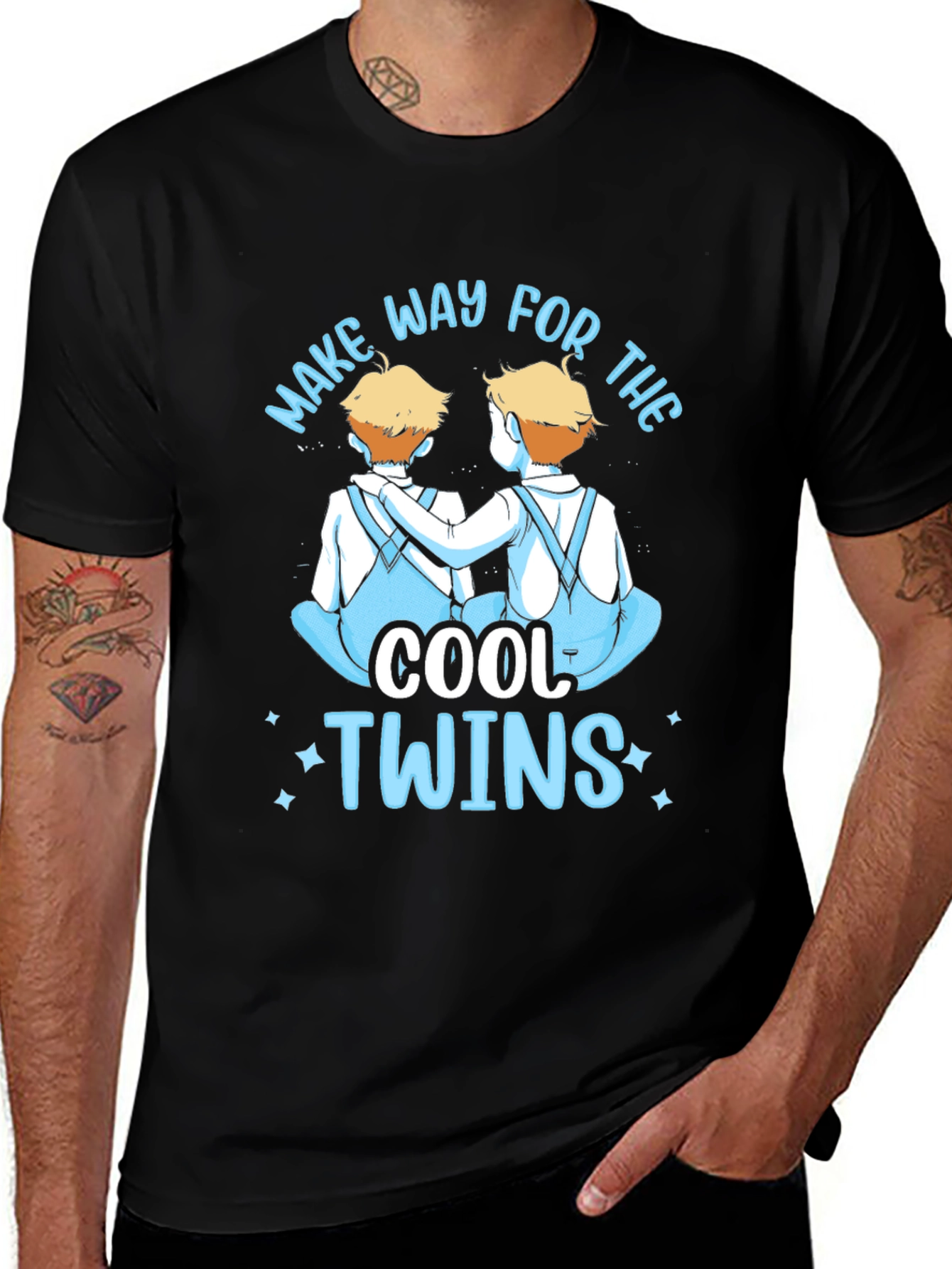 Cool Twins Graphic Tee - Black Unisex T-Shirt