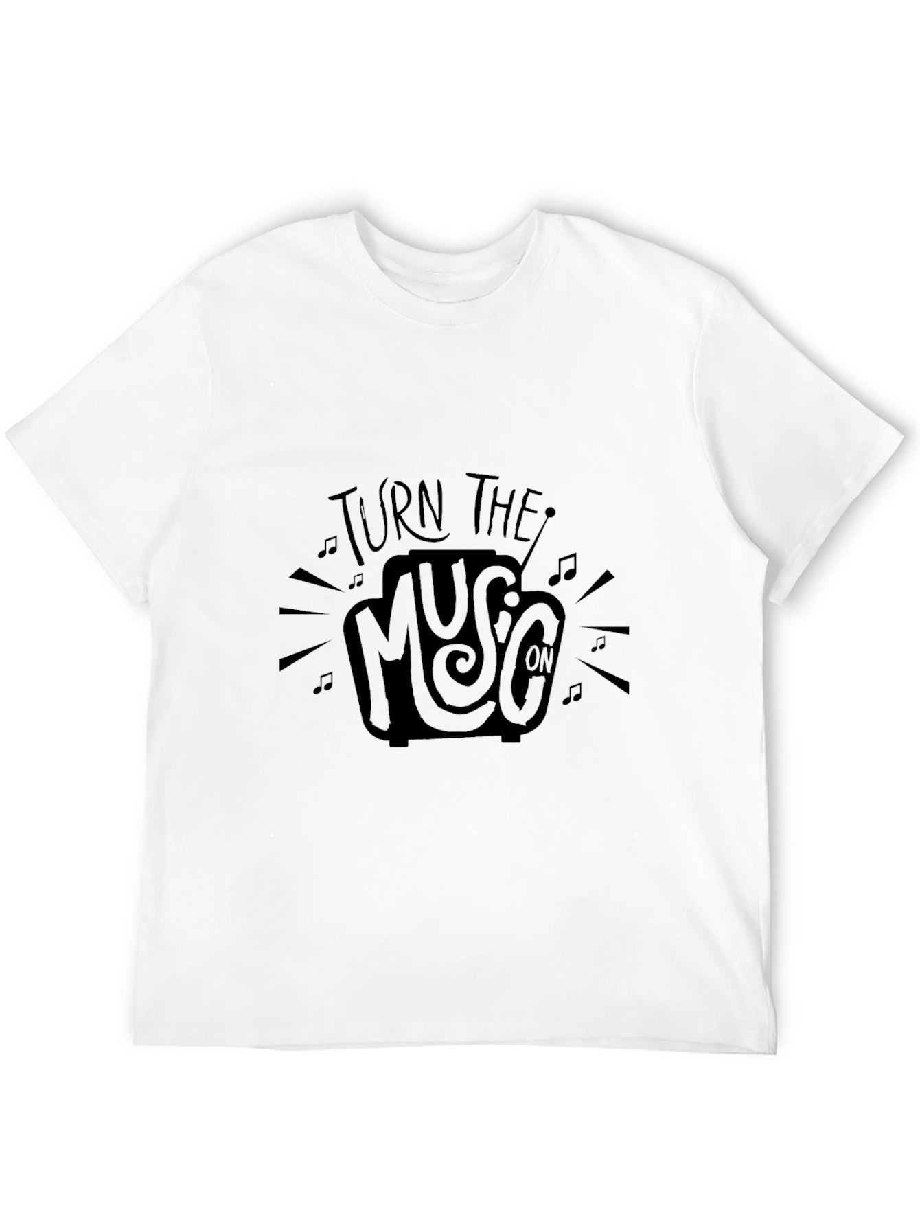 Turn the Music On Black Graphic Tee