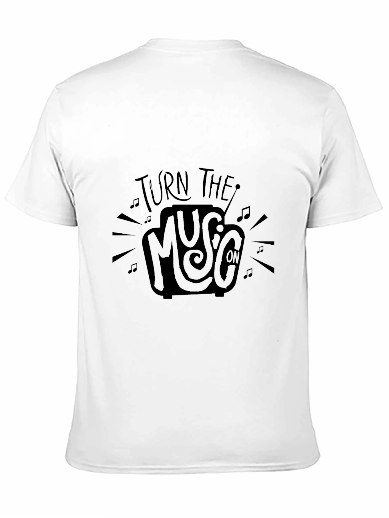 Turn the Music On Black Graphic Tee