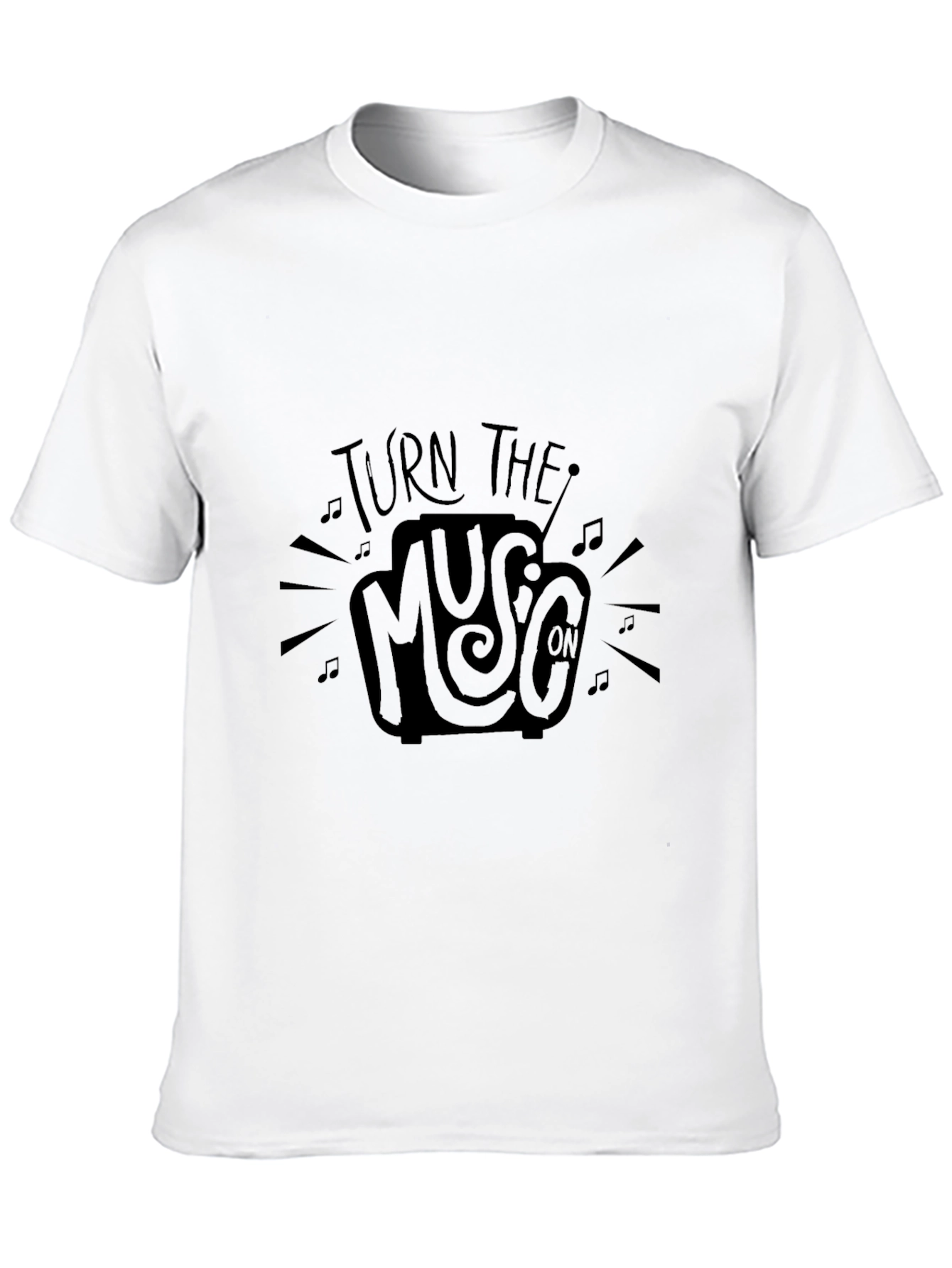 Turn the Music On Black Graphic Tee