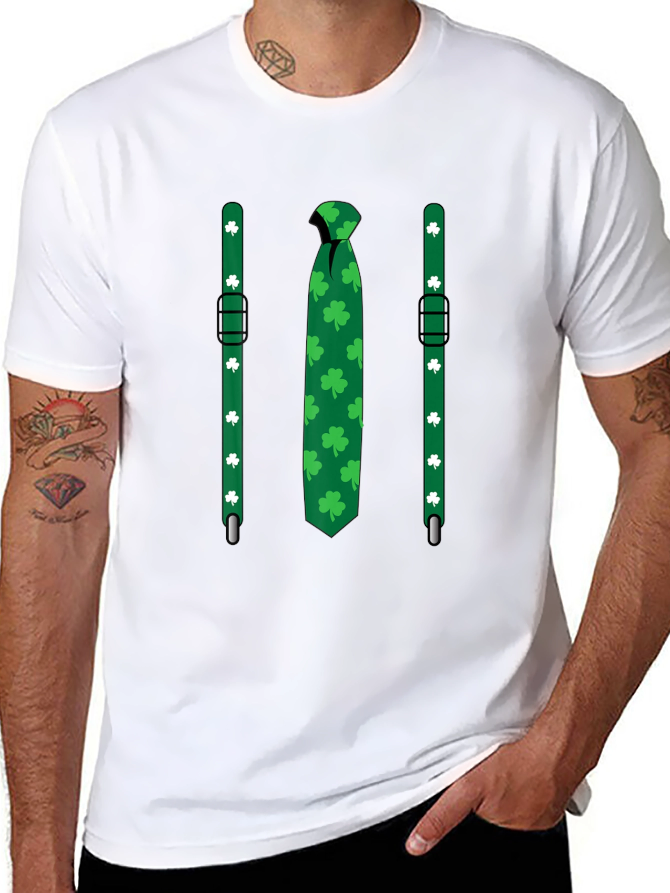St. Patricks Day Tie & Suspenders T-Shirt